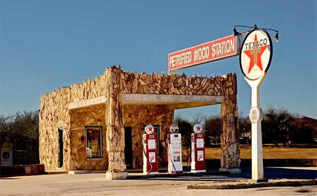 Petrified wood gas station